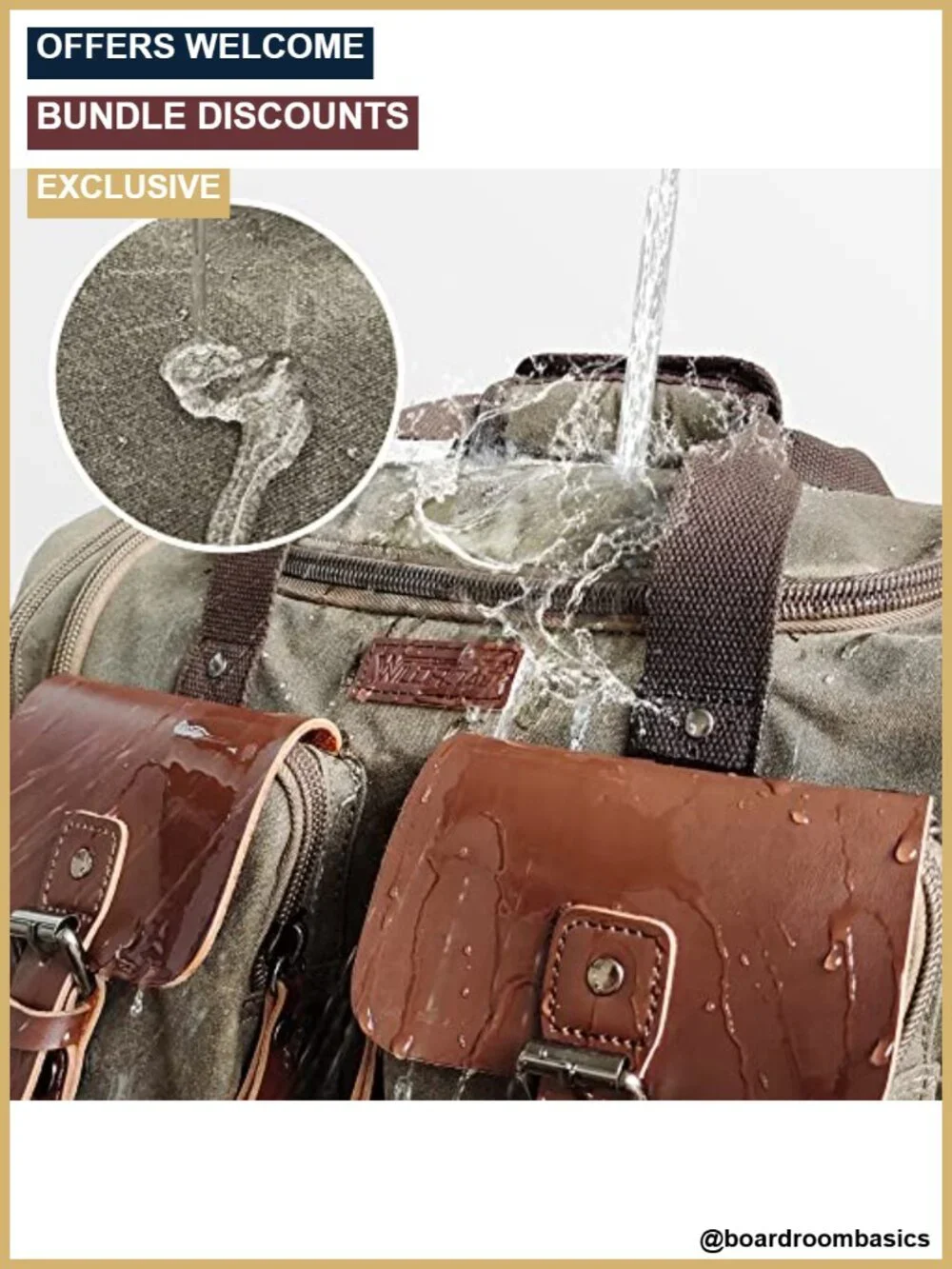 Waxed Canvas Duffle Bag 60L Weekender Overnight Travel Luggage